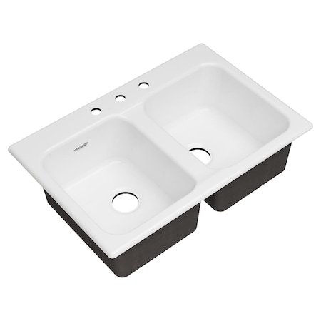 American Standard Quince 33x22 Cast Iron Kitchen Sink, Brilliant White 77DB33223.308